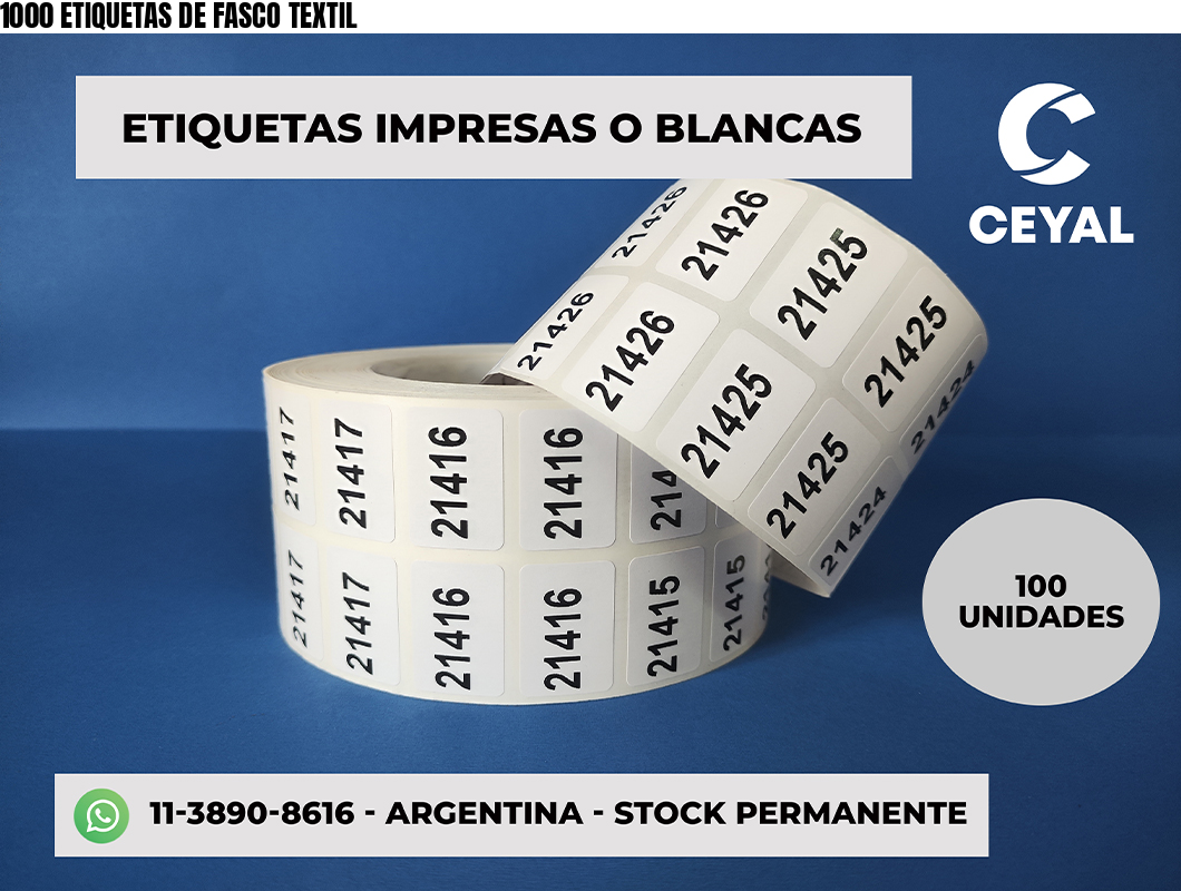 1000 ETIQUETAS DE FASCO TEXTIL