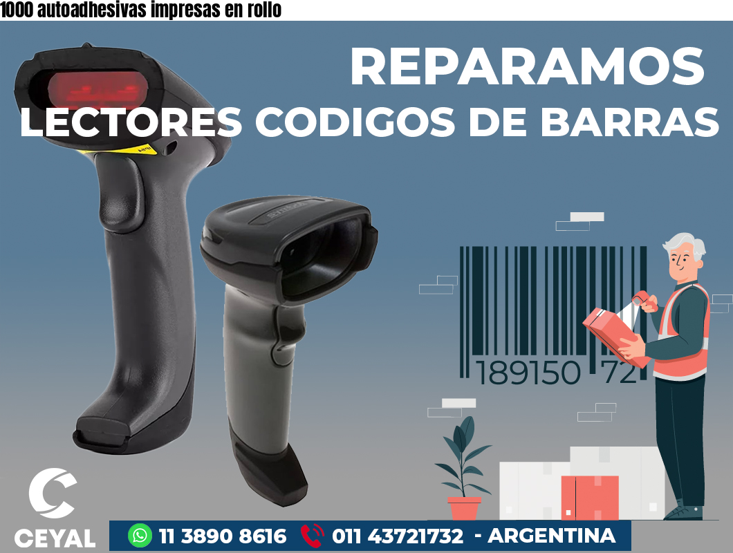 1000 autoadhesivas impresas en rollo