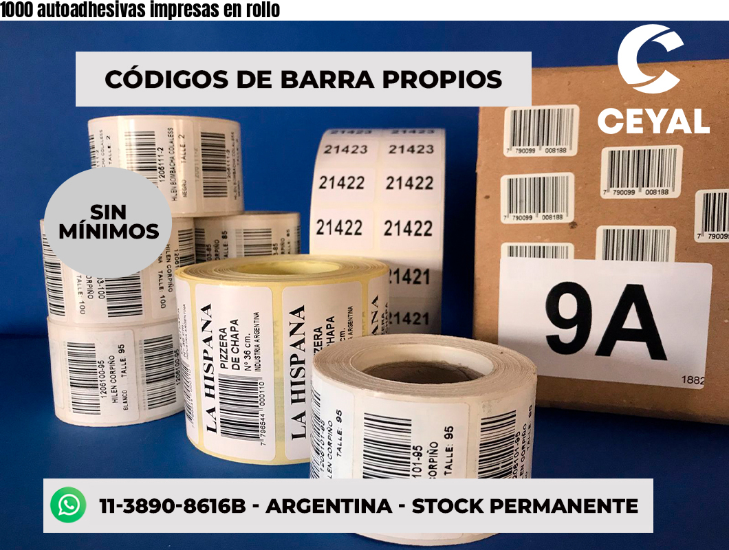 1000 autoadhesivas impresas en rollo