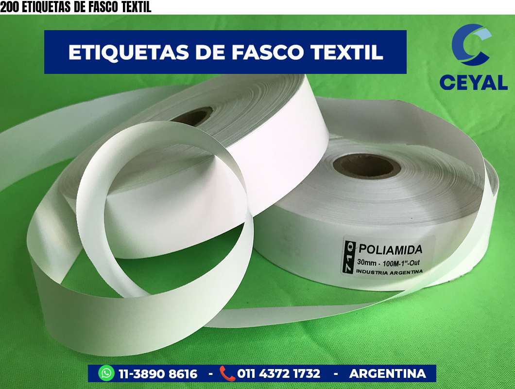 200 ETIQUETAS DE FASCO TEXTIL