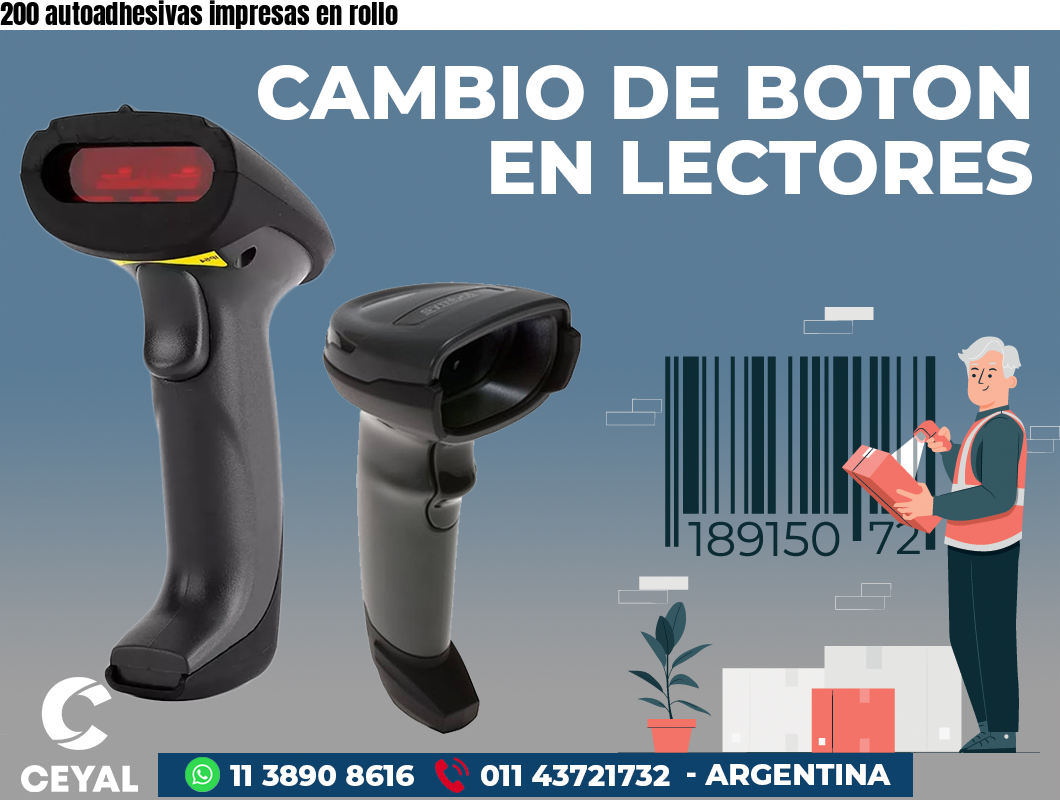 200 autoadhesivas impresas en rollo