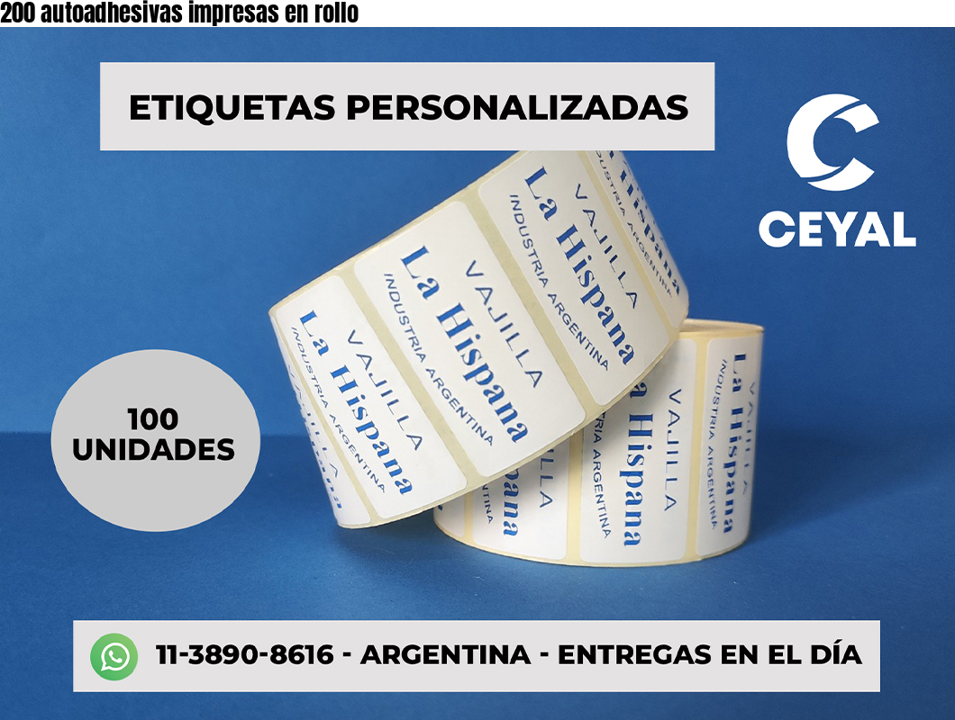 200 autoadhesivas impresas en rollo
