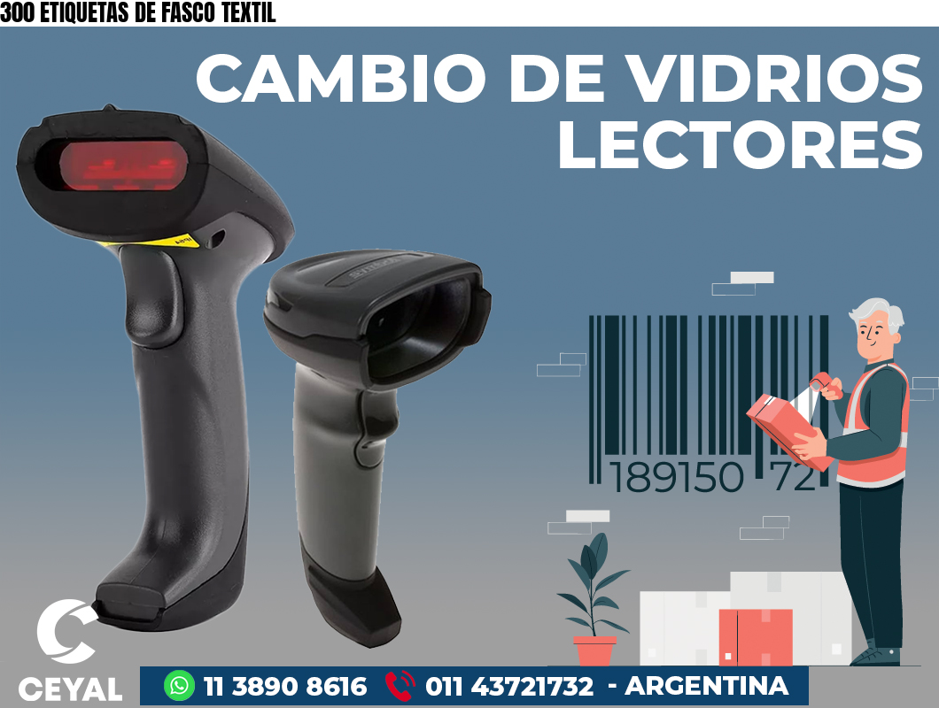 300 ETIQUETAS DE FASCO TEXTIL