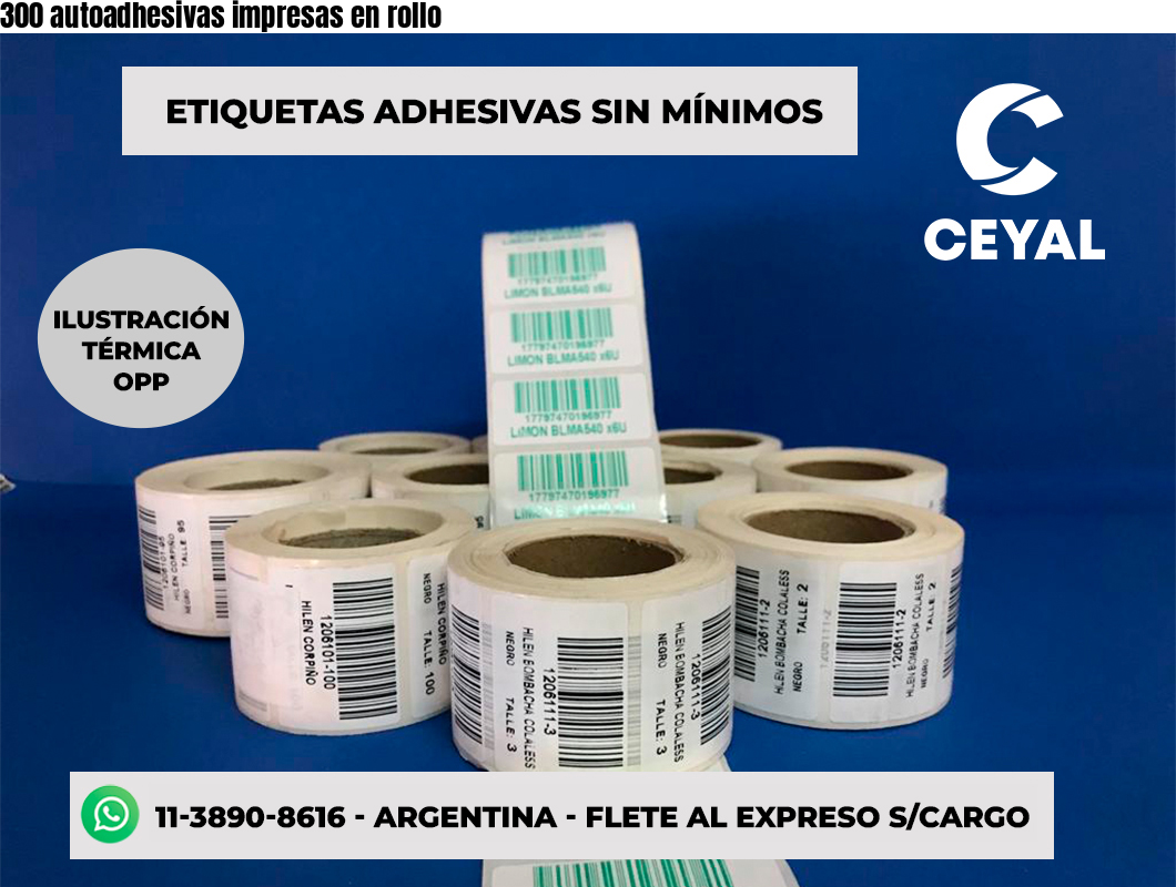 300 autoadhesivas impresas en rollo