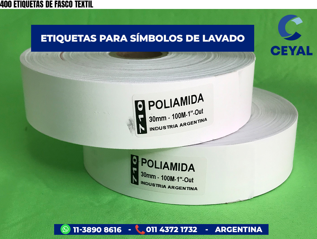 400 ETIQUETAS DE FASCO TEXTIL