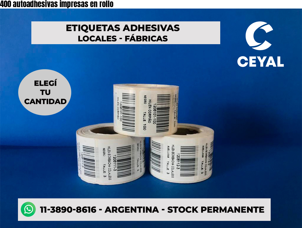 400 autoadhesivas impresas en rollo