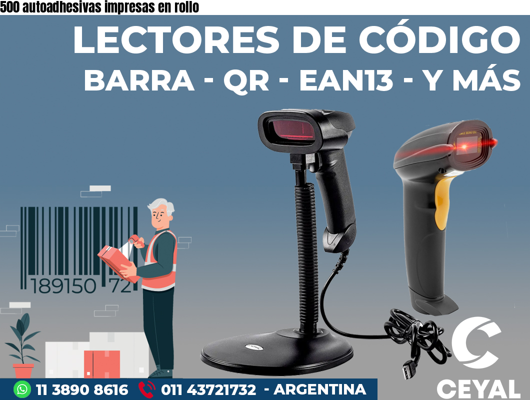 500 autoadhesivas impresas en rollo