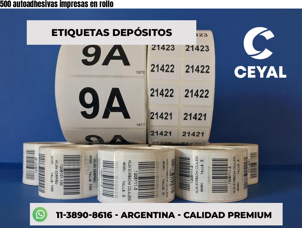 500 autoadhesivas impresas en rollo