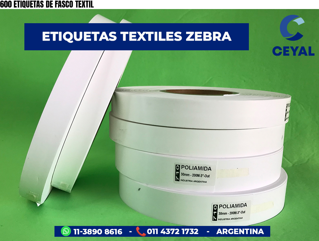 600 ETIQUETAS DE FASCO TEXTIL