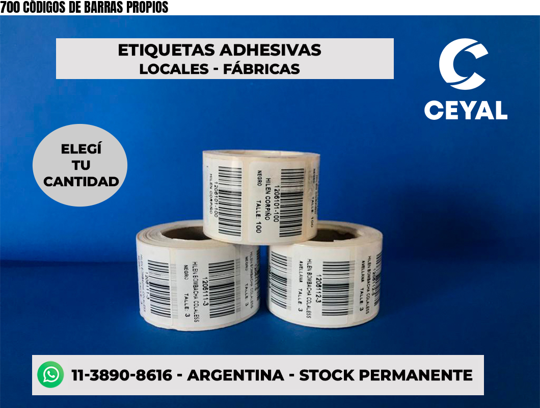 700 CÓDIGOS DE BARRAS PROPIOS