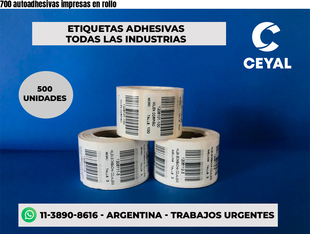 700 autoadhesivas impresas en rollo