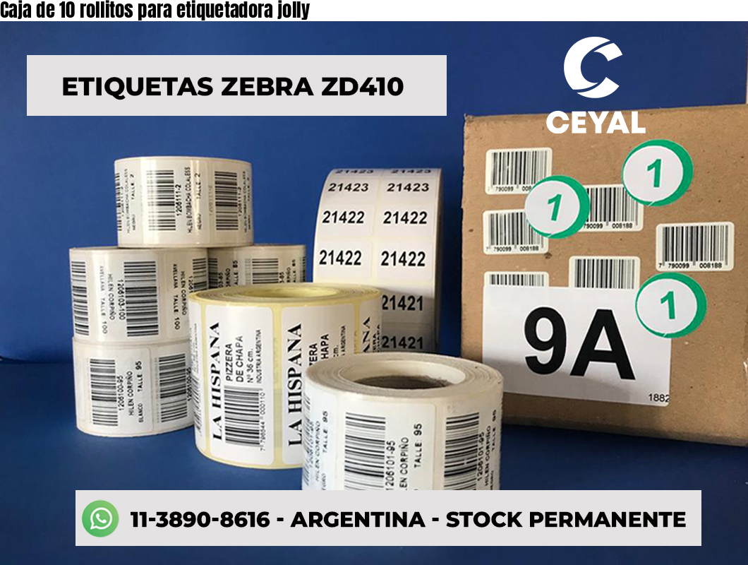 Caja de 10 rollitos para etiquetadora jolly