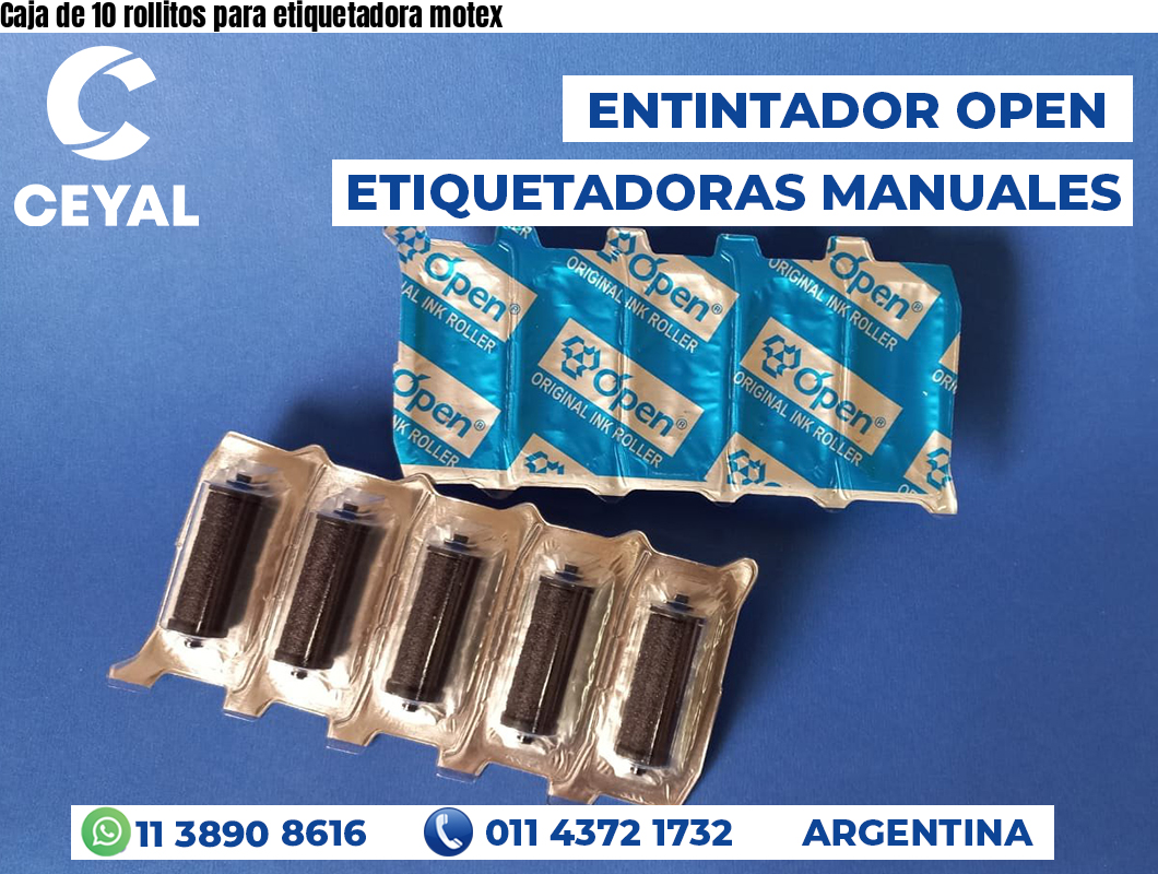 Caja de 10 rollitos para etiquetadora motex
