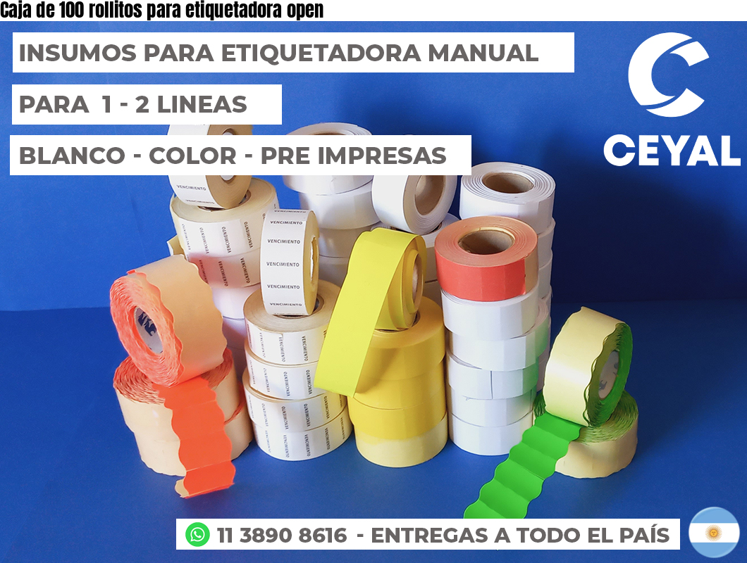 Caja de 100 rollitos para etiquetadora open