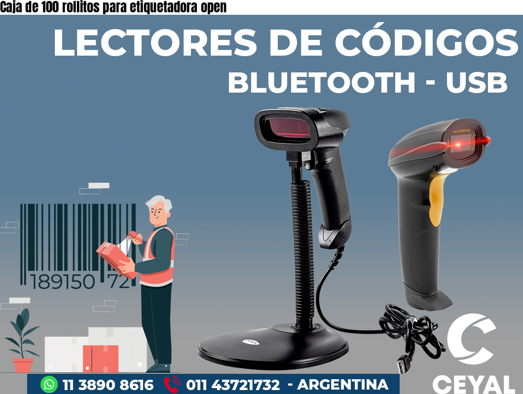 Caja de 100 rollitos para etiquetadora open