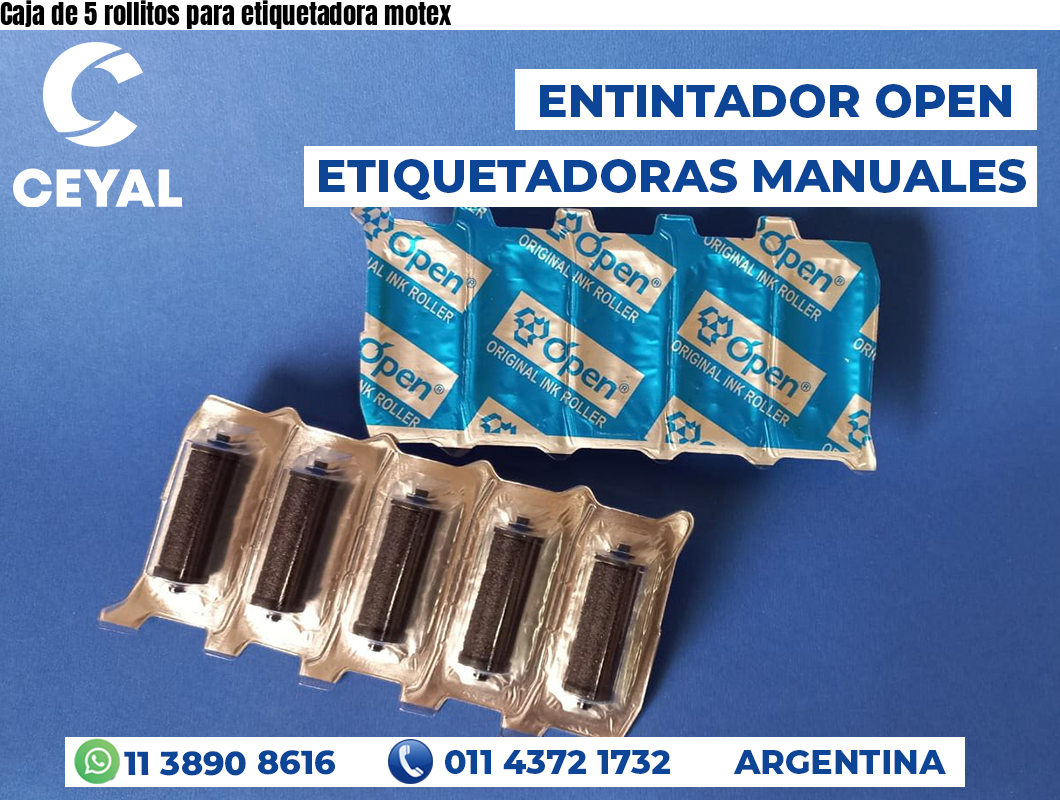Caja de 5 rollitos para etiquetadora motex