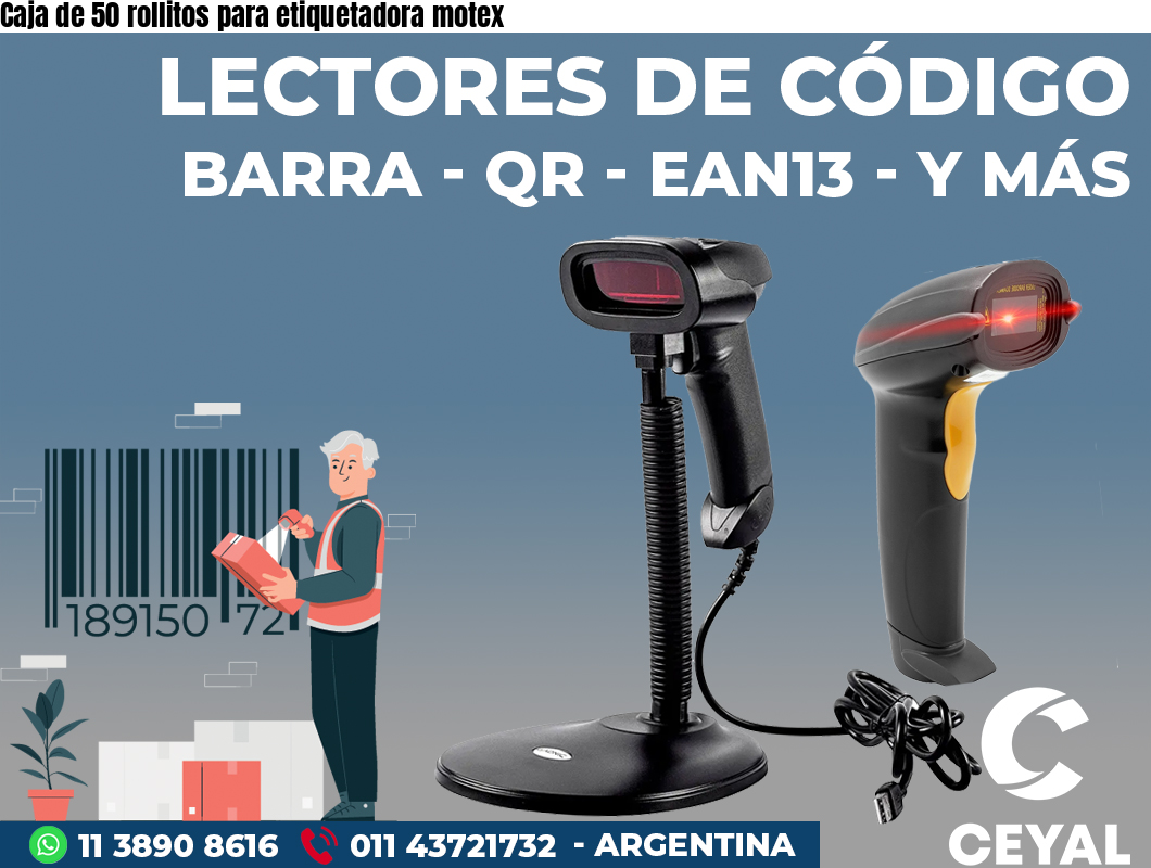 Caja de 50 rollitos para etiquetadora motex