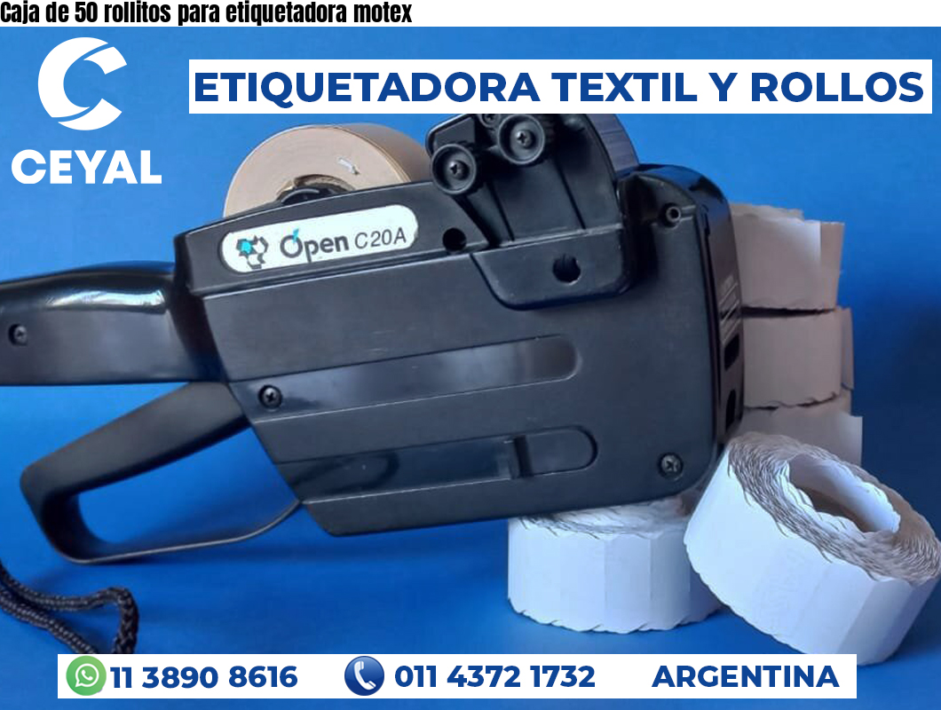Caja de 50 rollitos para etiquetadora motex