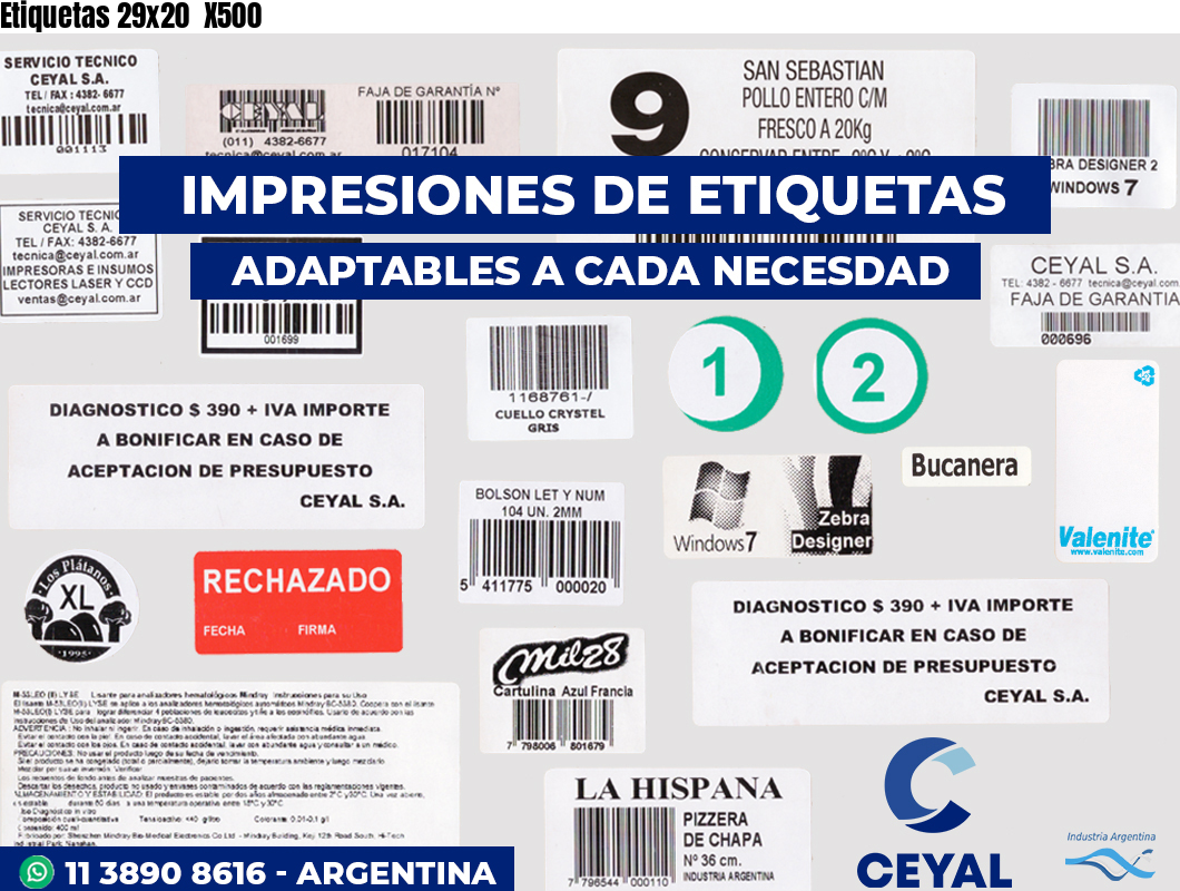 Etiquetas 29x20  X500