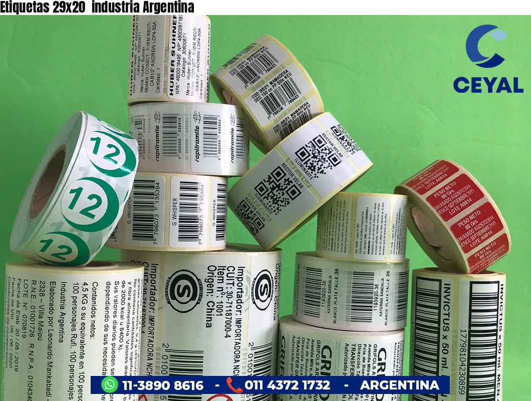 Etiquetas 29x20  industria Argentina