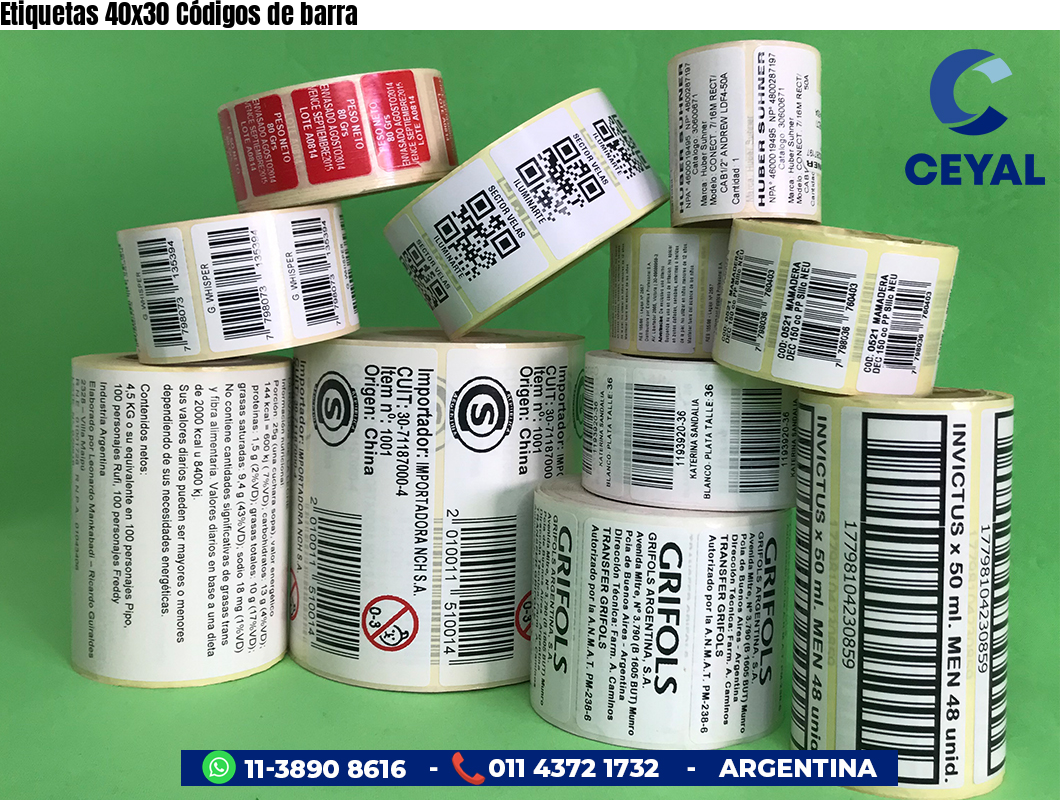 Etiquetas 40x30 Códigos de barra