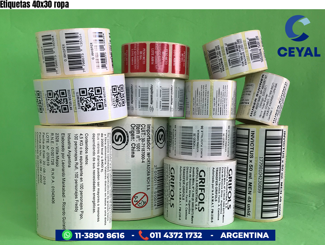 Etiquetas 40x30 ropa