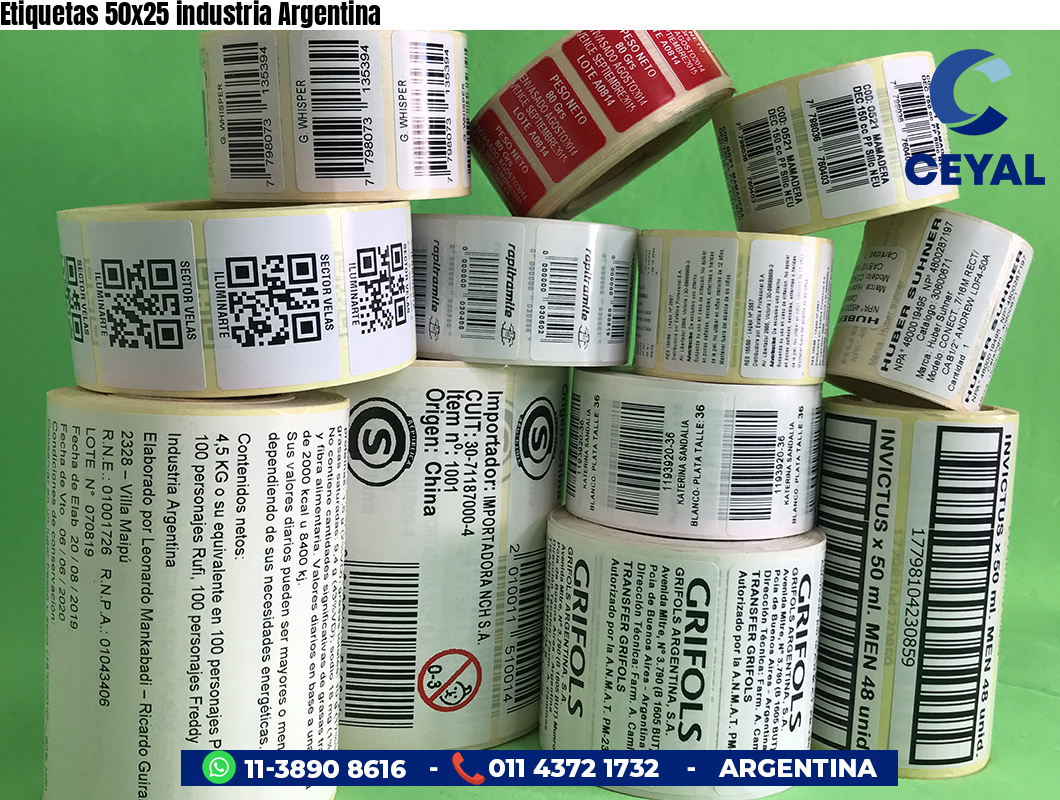 Etiquetas 50x25 industria Argentina