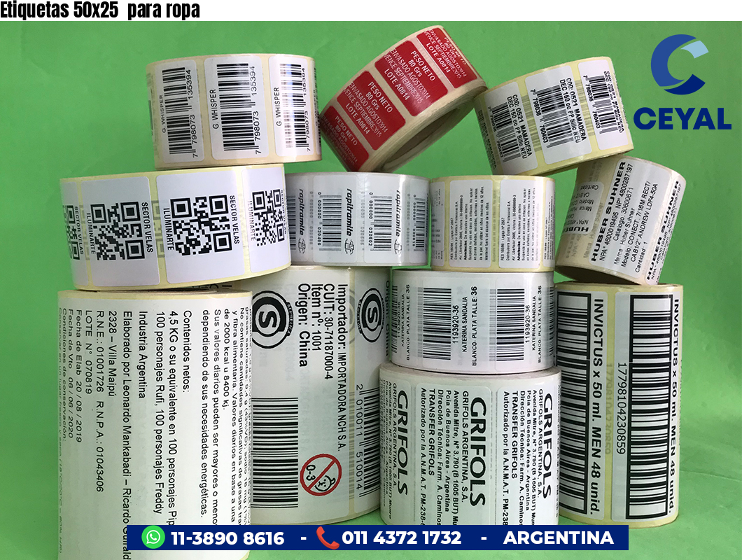 Etiquetas 50x25  para ropa
