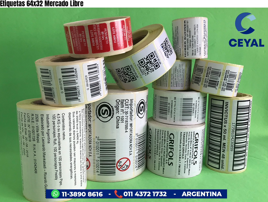 Etiquetas 64x32 Mercado Libre