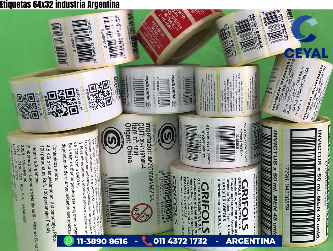 Etiquetas 64x32 industria Argentina