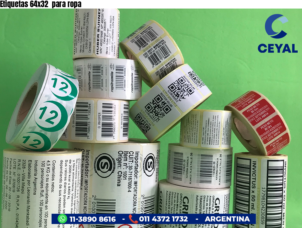 Etiquetas 64x32  para ropa