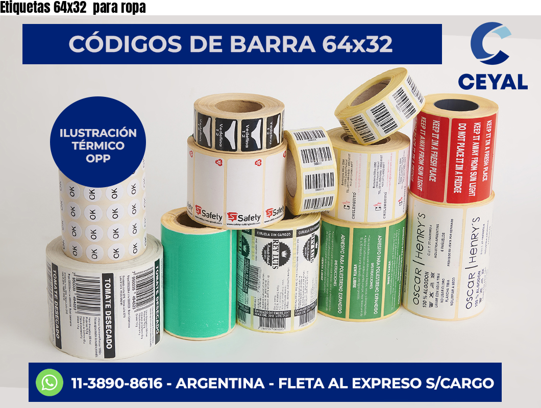Etiquetas 64×32  para ropa