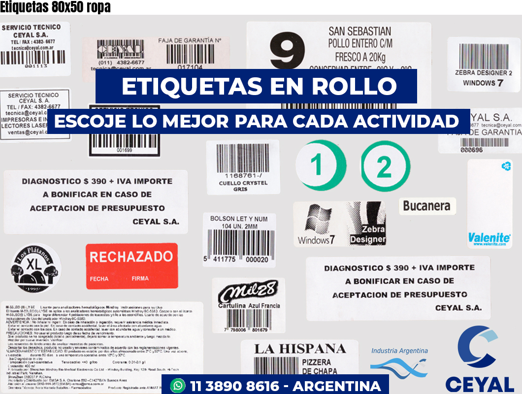 Etiquetas 80x50 ropa