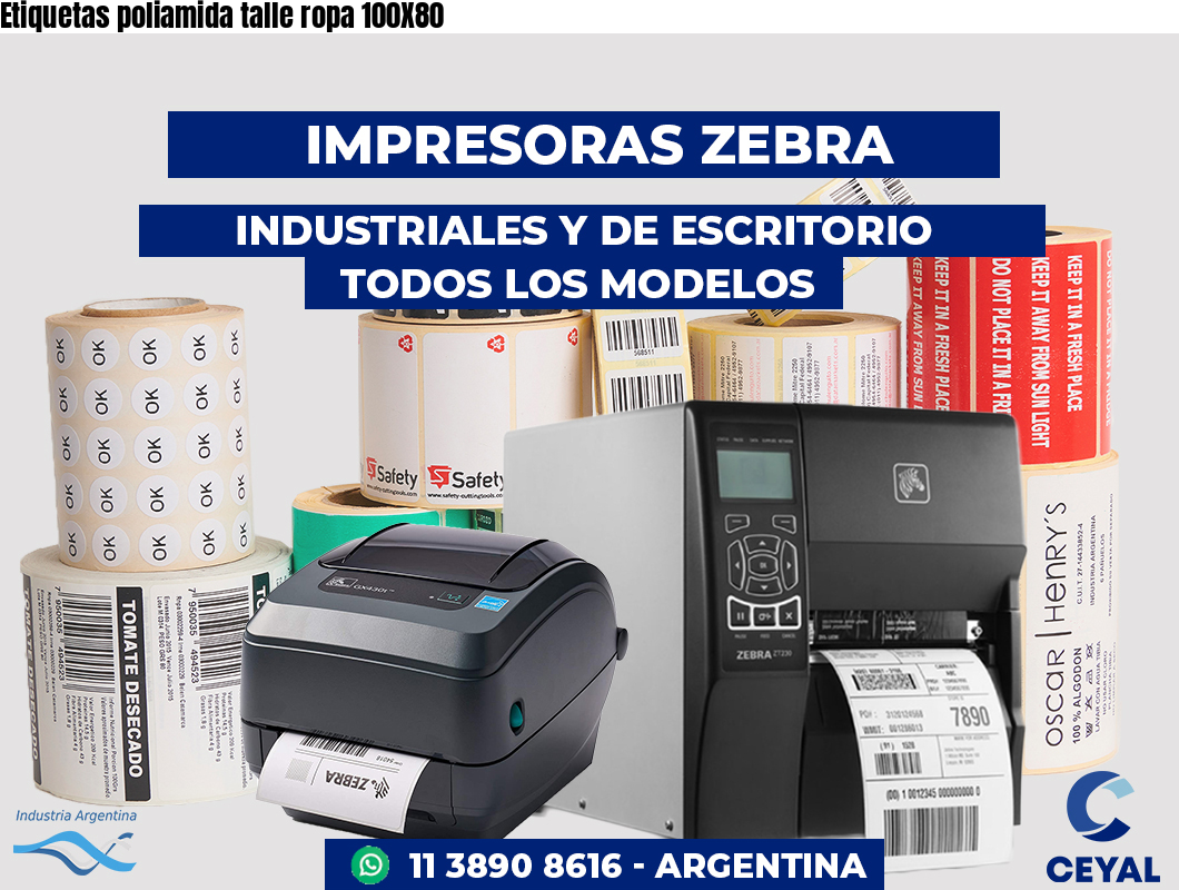 Etiquetas poliamida talle ropa 100X80
