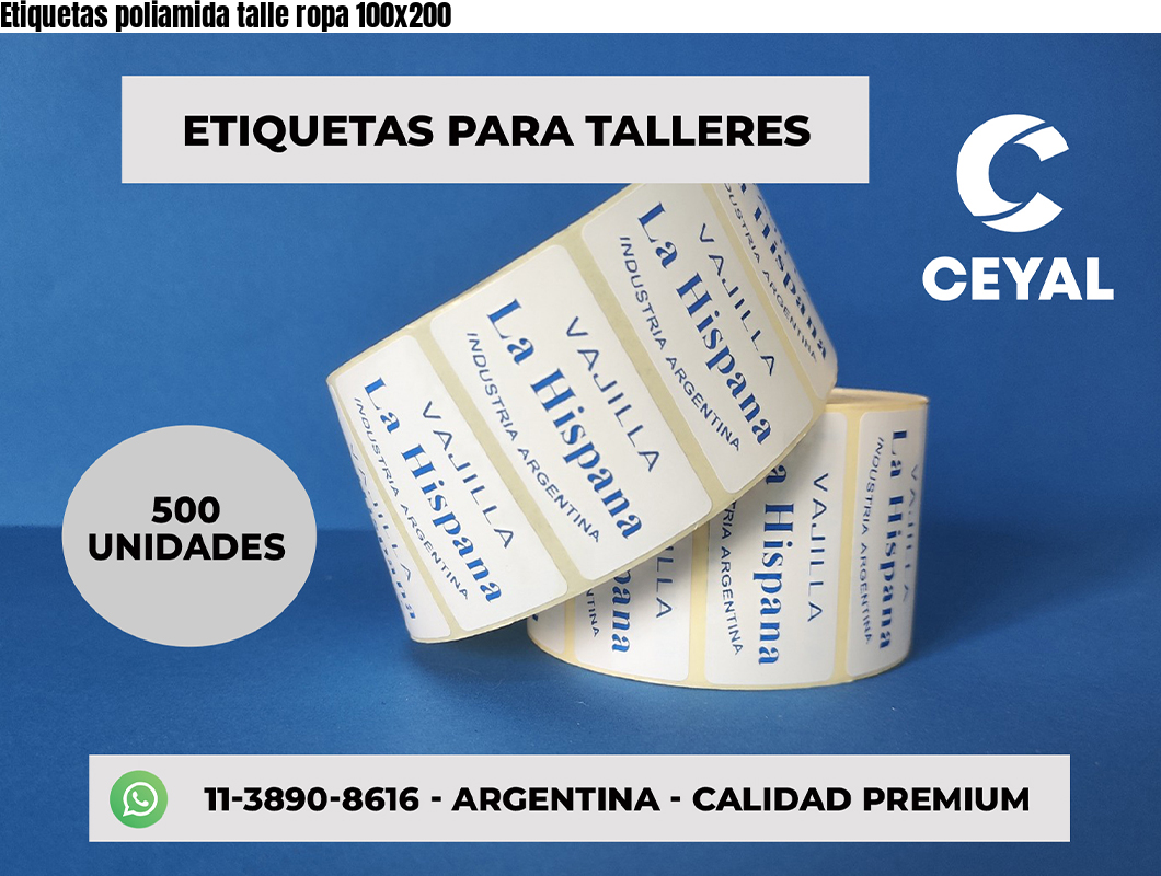 Etiquetas poliamida talle ropa 100×200