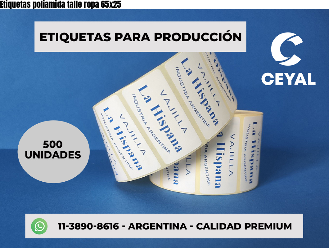 Etiquetas poliamida talle ropa 65×25