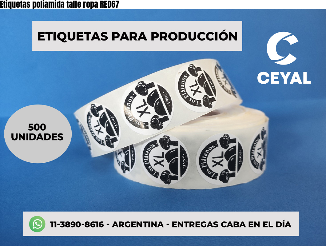 Etiquetas poliamida talle ropa RED67