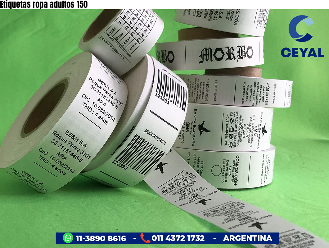 Etiquetas ropa adultos 150