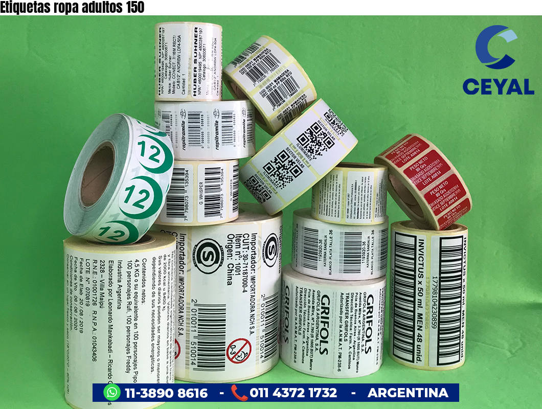 Etiquetas ropa adultos 150