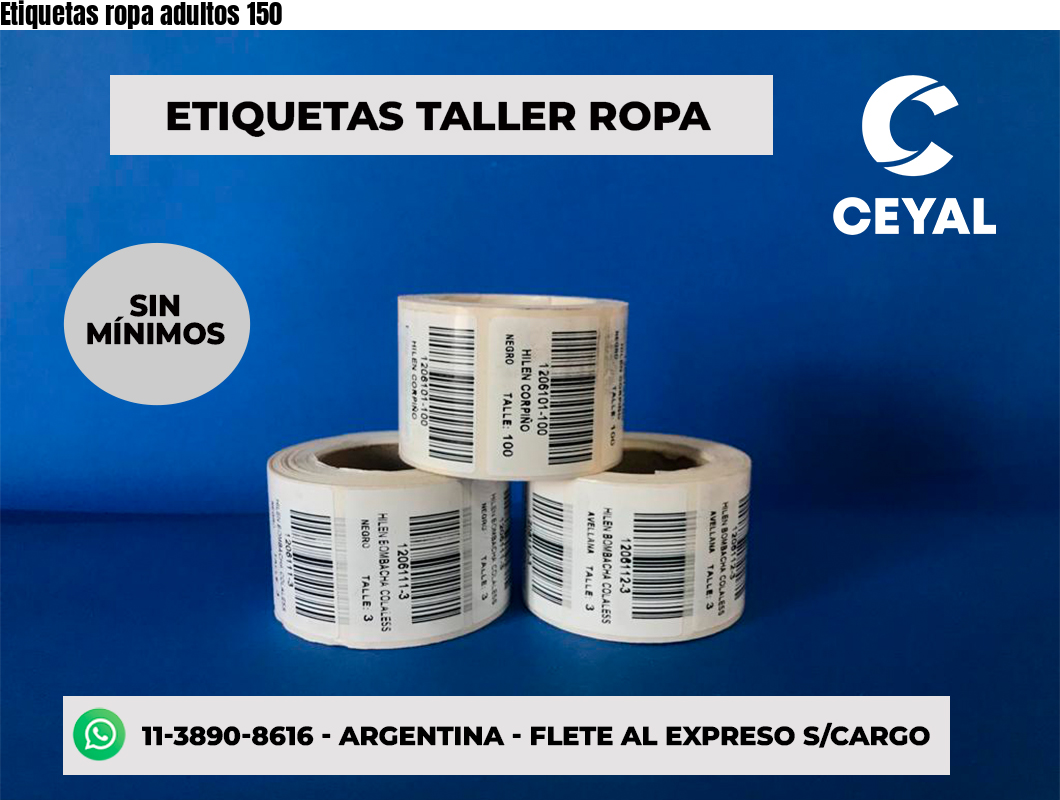 Etiquetas ropa adultos 150