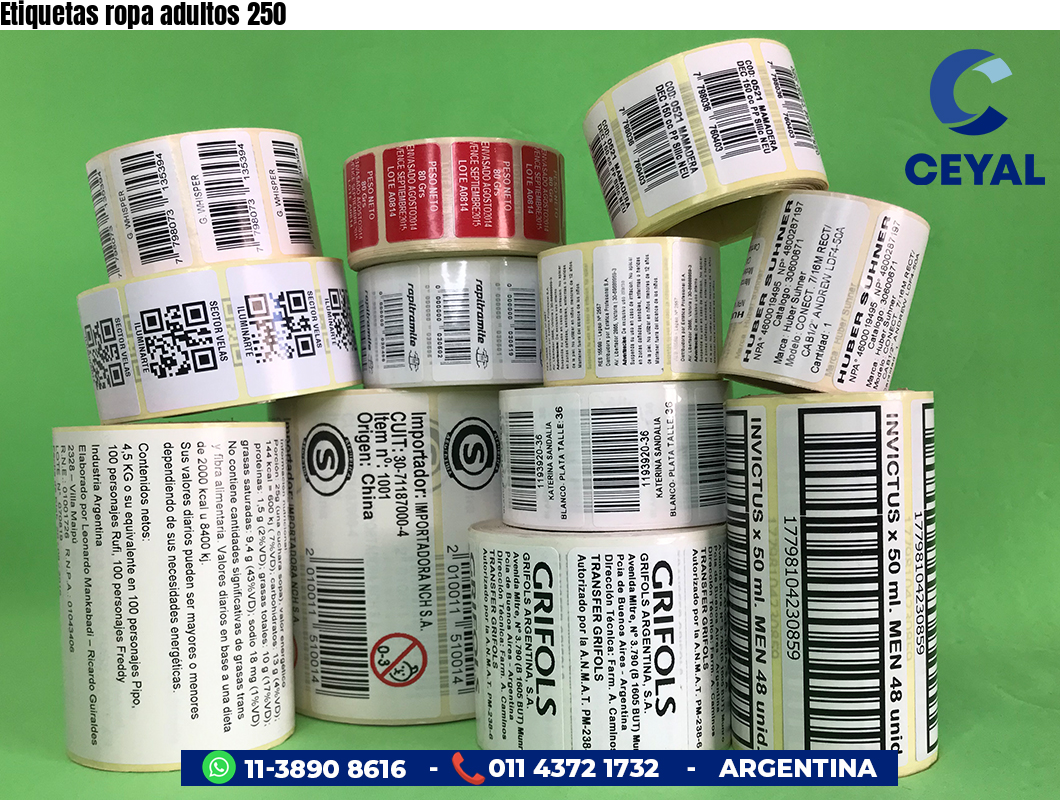 Etiquetas ropa adultos 250
