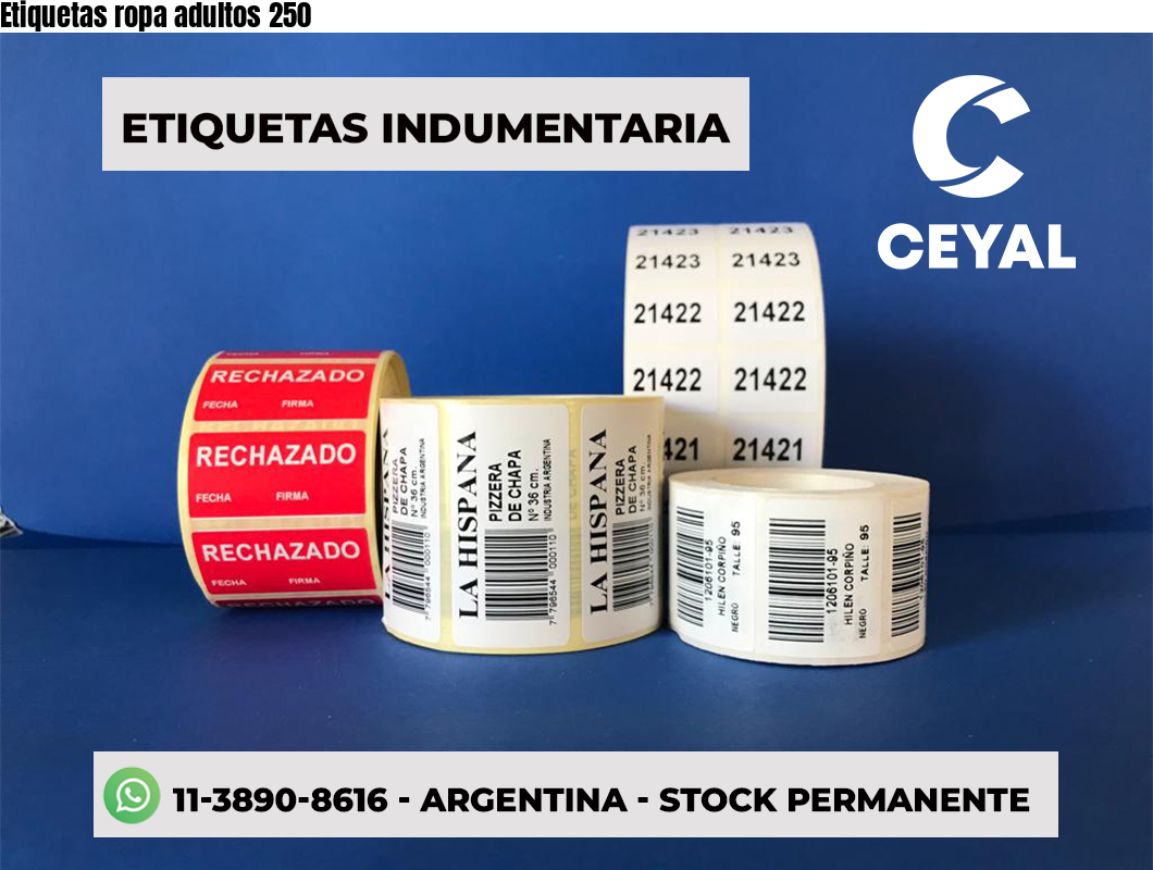 Etiquetas ropa adultos 250