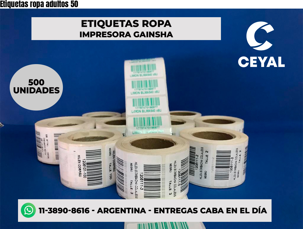 Etiquetas ropa adultos 50