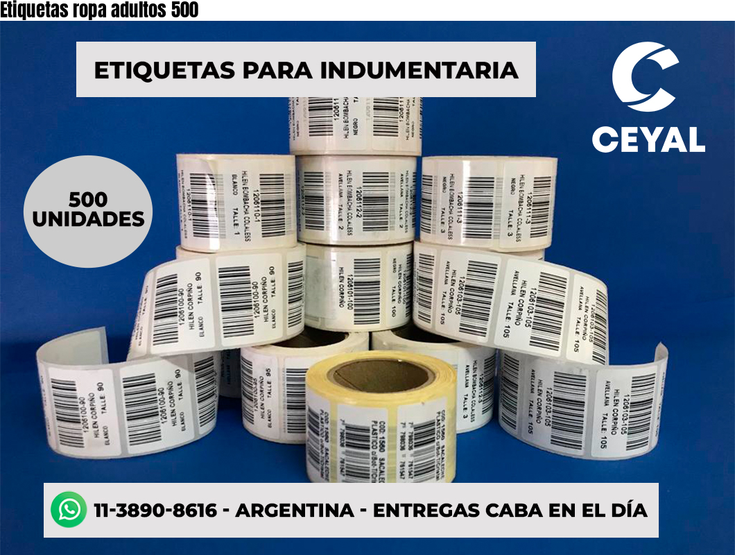 Etiquetas ropa adultos 500