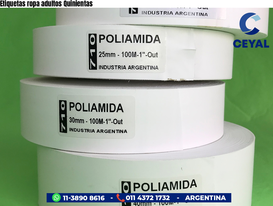 Etiquetas ropa adultos Quinientas