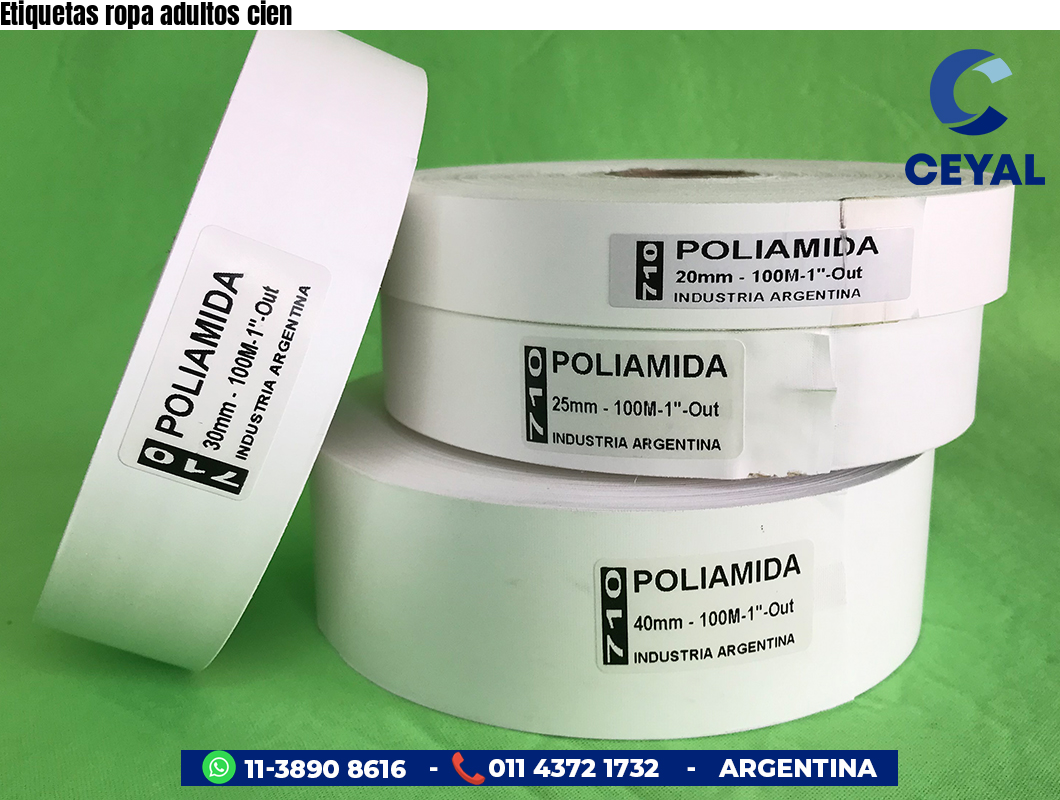 Etiquetas ropa adultos cien
