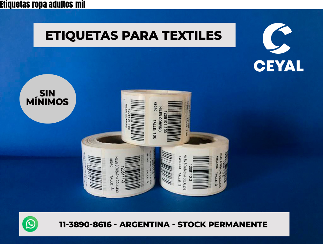 Etiquetas ropa adultos mil