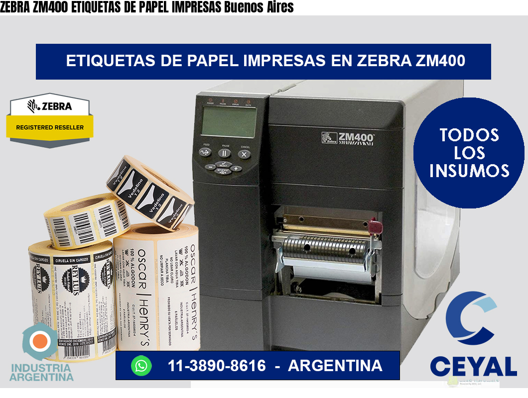 ZEBRA ZM400 ETIQUETAS DE PAPEL IMPRESAS Buenos Aires