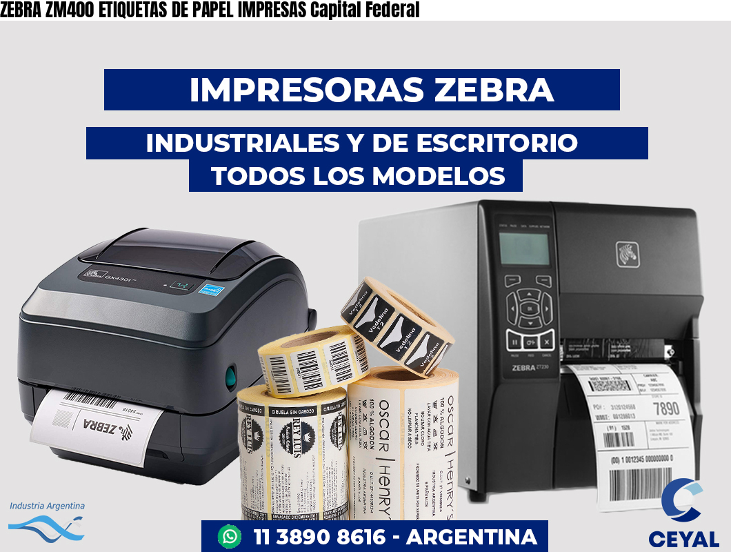 ZEBRA ZM400 ETIQUETAS DE PAPEL IMPRESAS Capital Federal