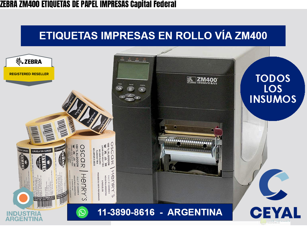 ZEBRA ZM400 ETIQUETAS DE PAPEL IMPRESAS Capital Federal